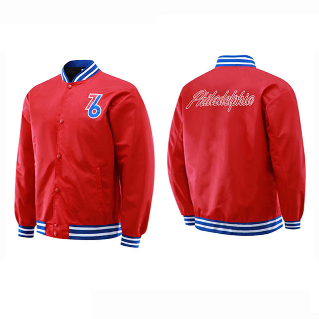 Sixers Light Bomber Jacket - Red/Blue